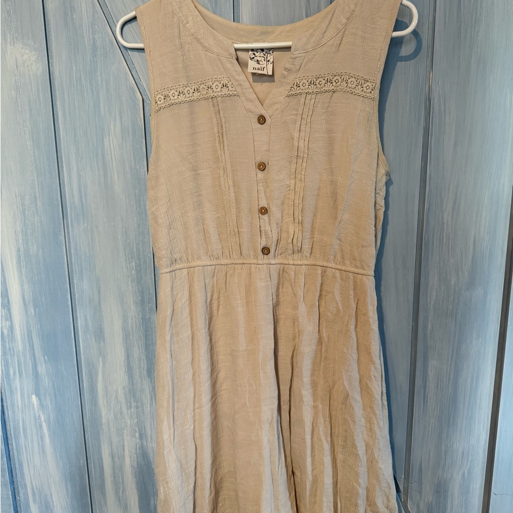 NAIF Cream Lace-Trimmed Dress